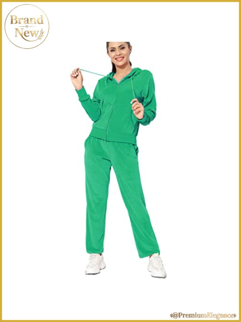 Women's Velour Tracksuit 2 Piece Zip Hoodie Joggers Sweatsuit Set Cotton
